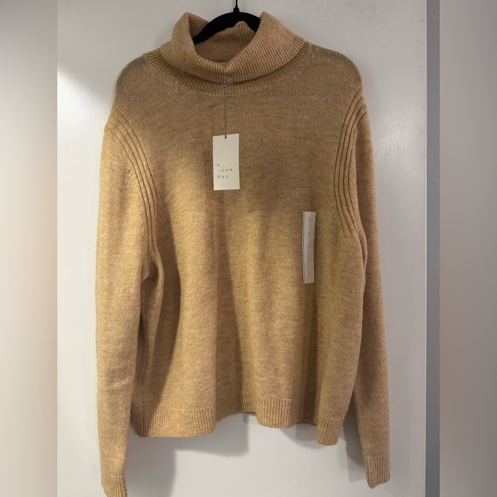a new day Tan Ribbed Turtleneck Sweater